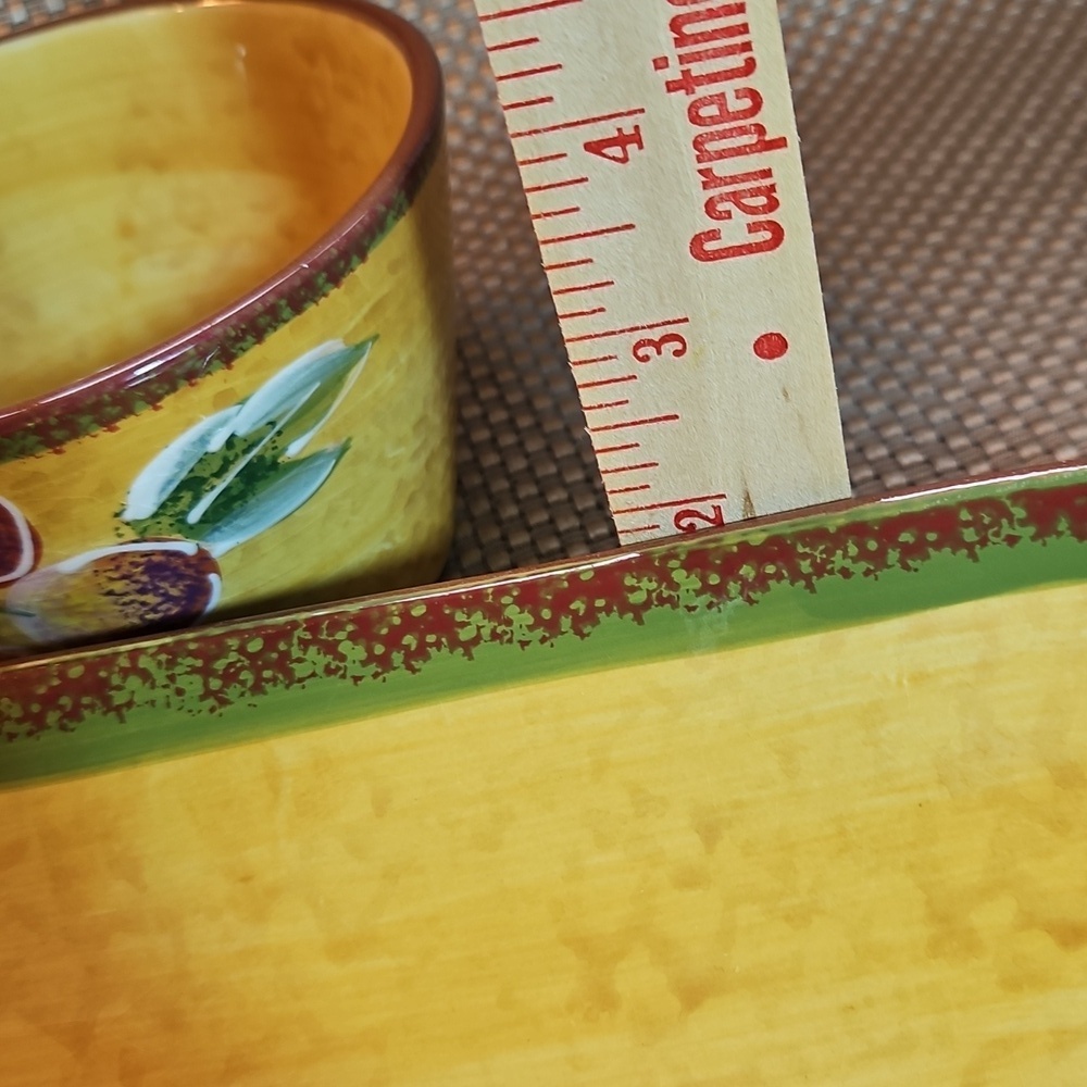 Hand Painted Glazed Pottery Chip & Dip Salsa Plate w Bowl Vintage - Picture 9 of 10